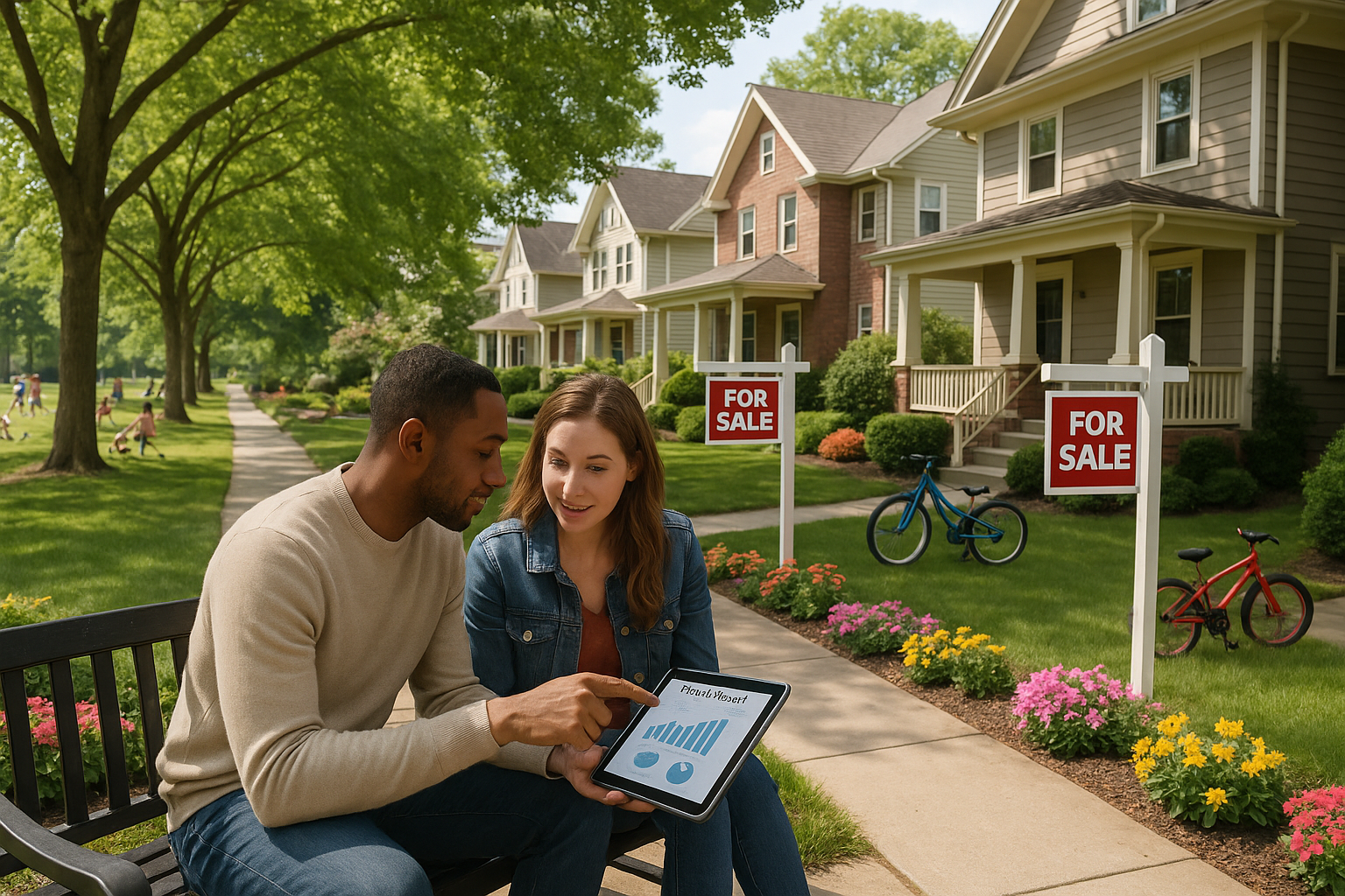 A friendly mortgage loan officer discussing home buying options with a couple.