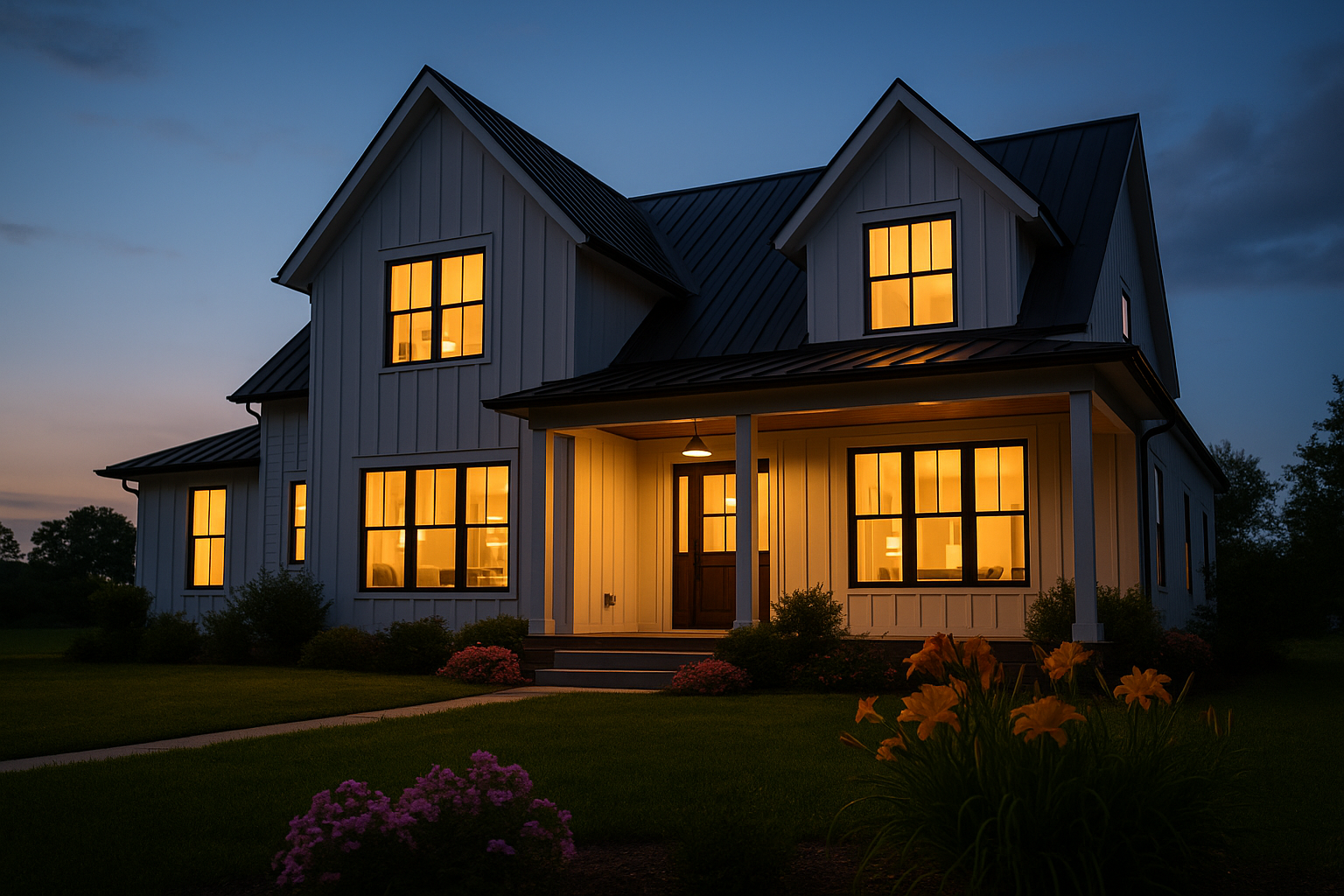 A friendly mortgage loan officer discussing trends with a couple in their new home.
