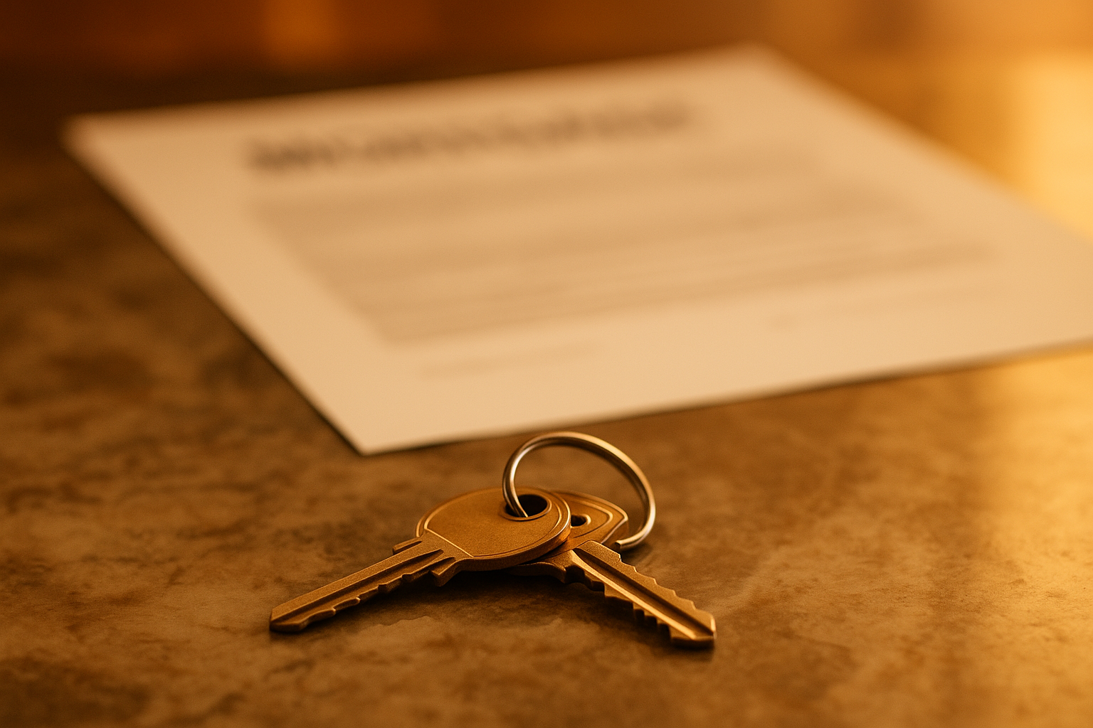 A person looking at a house with a calculator and paperwork, considering mortgage options.